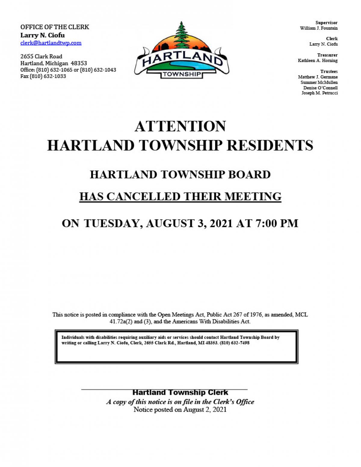 8.3.21 Meeting Cancellation