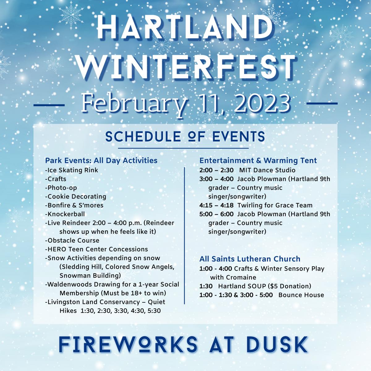 Hartland Winterfest 2023 Events Schedule Hartland Township Michigan